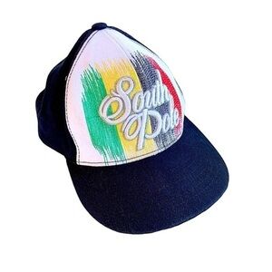 South Pole Baseball Hat Embroidered Cap Black, White, Red, Green and Yellow